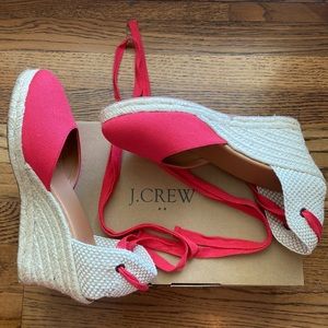 J Crew Factory Red Espadrille Wedge